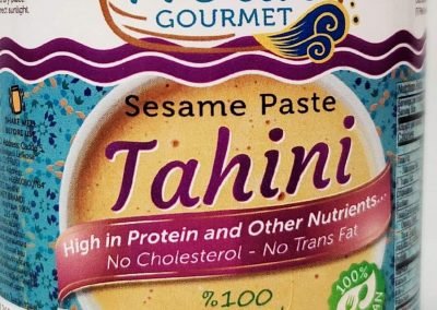 Tahini or tahina is a Middle Eastern condiment made from toasted ground hulled sesame. It is served by itself or as a major ingredient in hummus, baba ghanoush, and halva